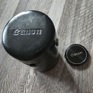 Canon 5.5x3.5" Vintage Type E Leather Lens Case & 55mm Front Snap-On Cap Japan